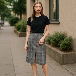 Michael Kors Collection Plaid Wool Skirt Size 4